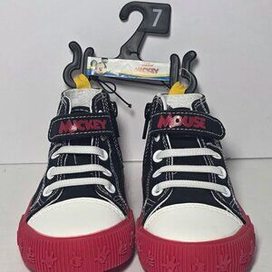 Disney Junior Toddler Boys Black and Red High Top Canvas Sneakers Size 7